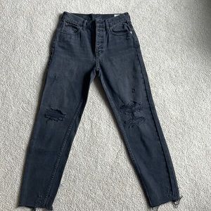 We The Free High Waisted Black Jean with Silver Buttons-Size 24